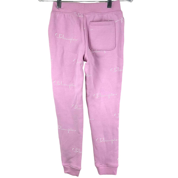 Champion NWT Shadow Script Girls Sweatpants Pink Size L Drawstring Waist Pockets - Picture 2 of 9